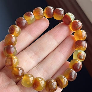 天然岫玉辽阳花玉精品平安扣手串红脸蛋鸿运当头手链正品包邮