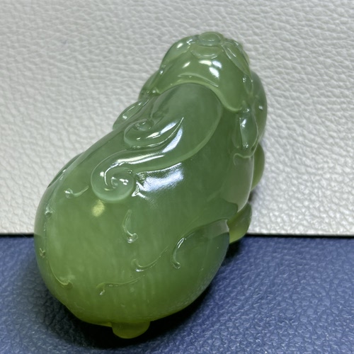 岫玉绿色绿冰貔貅手把件手工雕刻44.8-79-36mm正品包邮