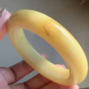 天然岫玉辽阳花玉奶黄包金草花女士手镯59.2 11.2mm正品 包邮 15.8