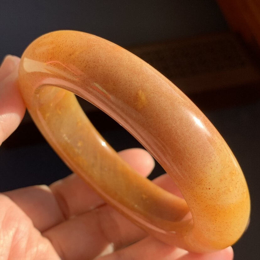 天然岫玉辽阳红粉金沙飘金草花58口径手镯厚壁子可盘红正品包邮