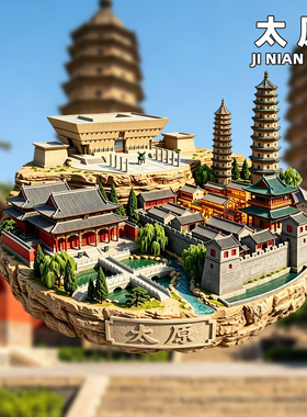 【太原】文创永祚寺晋祠公园牌坊圣母殿金属冰箱贴创意旅游纪念品