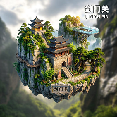 剑门关金属冰箱贴旅游纪念品