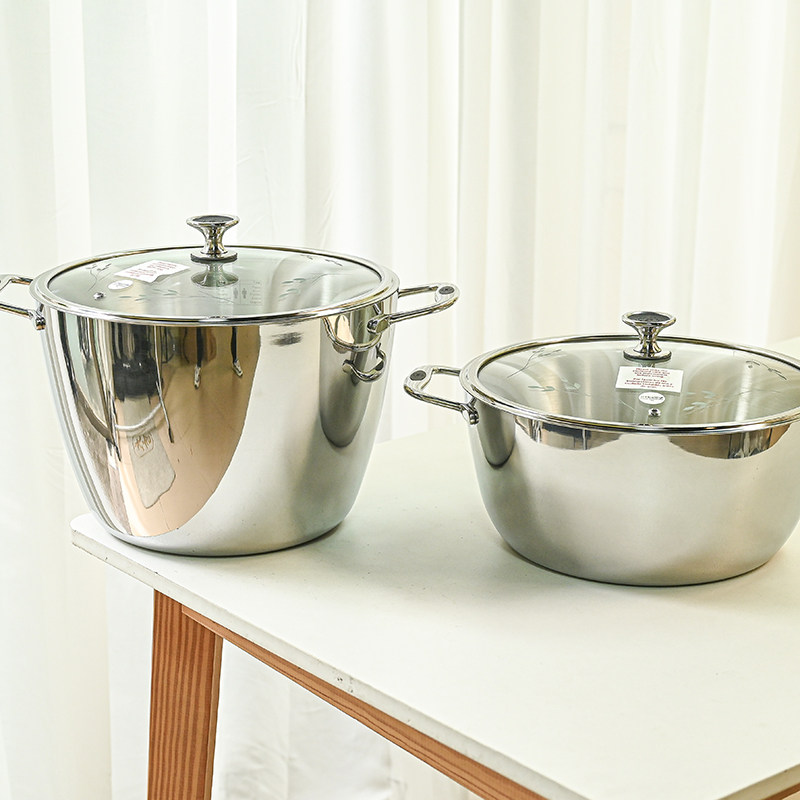 巨荐！出美国18/10三层钢一体大汤锅桶形炖焖卤肉煲汤煮面家用锅