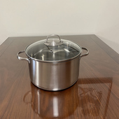 实惠 出口德国304不锈钢家用双耳深汤锅煮粥面煲汤炖肉卤肉5L