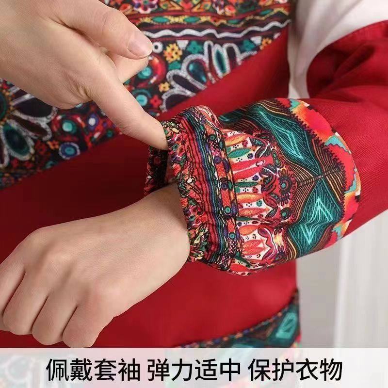 名族风套装时尚厨房碎花复古防泼水餐厅工作服围裙防污家用