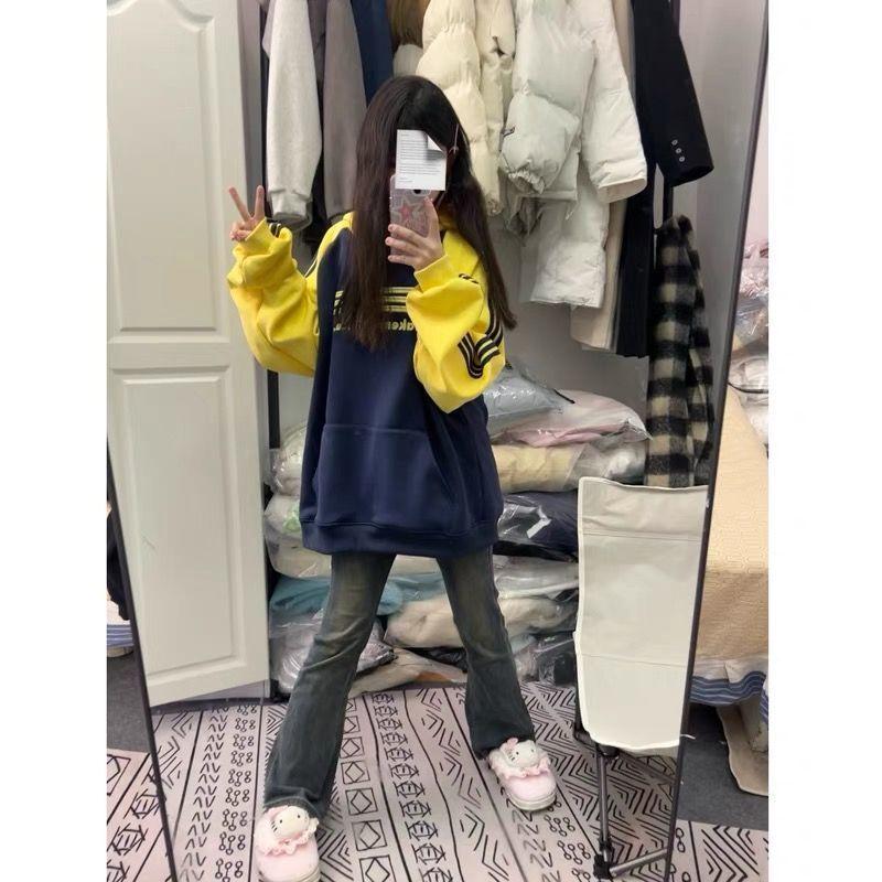 学院风一整套插色连帽穿搭秋装