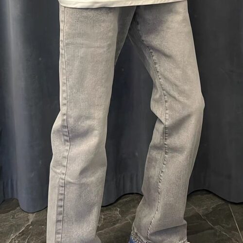 中大童美式高街百搭显瘦牛仔裤休闲潮ins直筒黑色烟灰色裤子男女