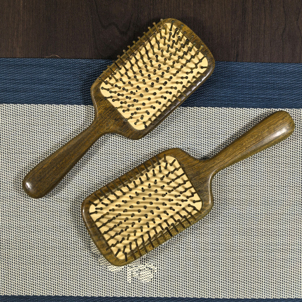 绿檀木气囊按摩梳子头部经络梳头皮按摩器大方气囊顺发卷发