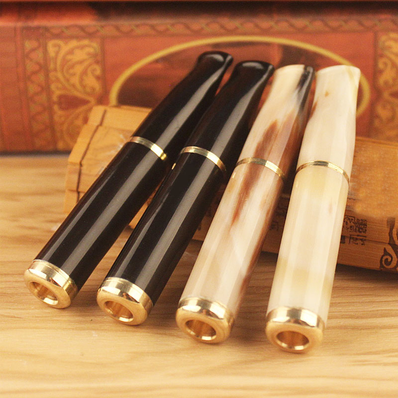85mm长牛角双重过滤烟嘴可换芯滤芯型烟具送中细转换头拉杆活性炭
