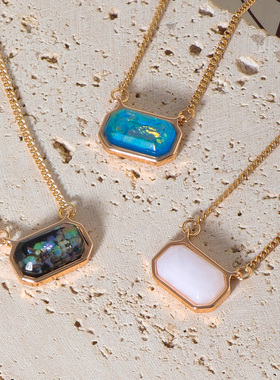 潮流设计饰品甜美糖果色短款树脂鲍鱼贝气质INS风小众百搭项链 女