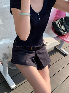 LE LIEBE 韩版裙裤夏 褶短裙小众设计高级感 棉感 百搭高级感