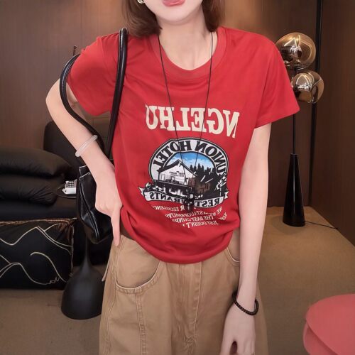 【送运费险】美式复古印花短袖女