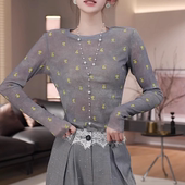 百搭显瘦薄款 设计感印花长袖 上衣ins 新款 时尚 T恤防晒衫 女2026夏季