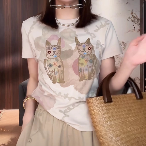 【送运费险】卡通招财猫短袖T恤