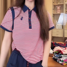潮牌小马刺绣翻领短袖T恤女2025夏季新款时尚休闲百搭纯棉POLO衫