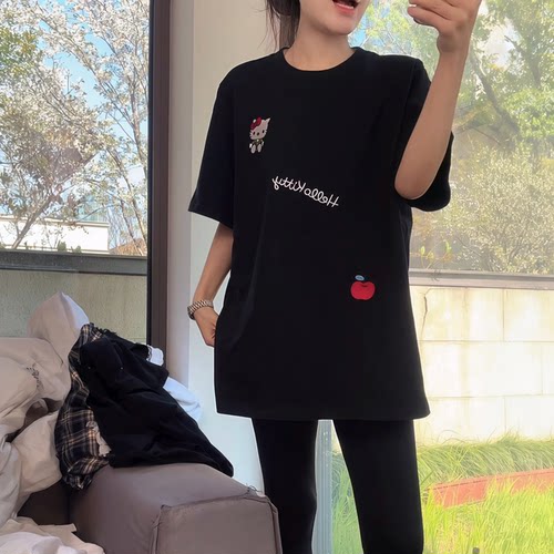 【送运费险】重工字母刺绣T恤