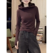 简约加厚双面德绒纯色连帽长袖 百搭休闲保暖上衣潮 卫衣女秋冬新款