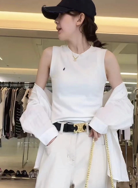 辣妹小马刺绣背心女2026春夏季新款休闲时尚百搭显瘦短袖上衣潮