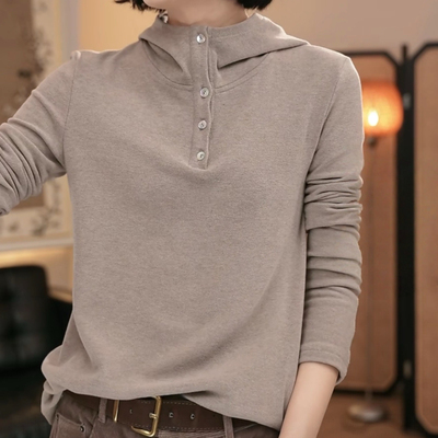 【送运费险】双面绒连帽纽扣长袖