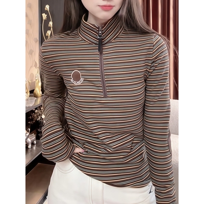 【送运费险】双面绒条纹长袖女