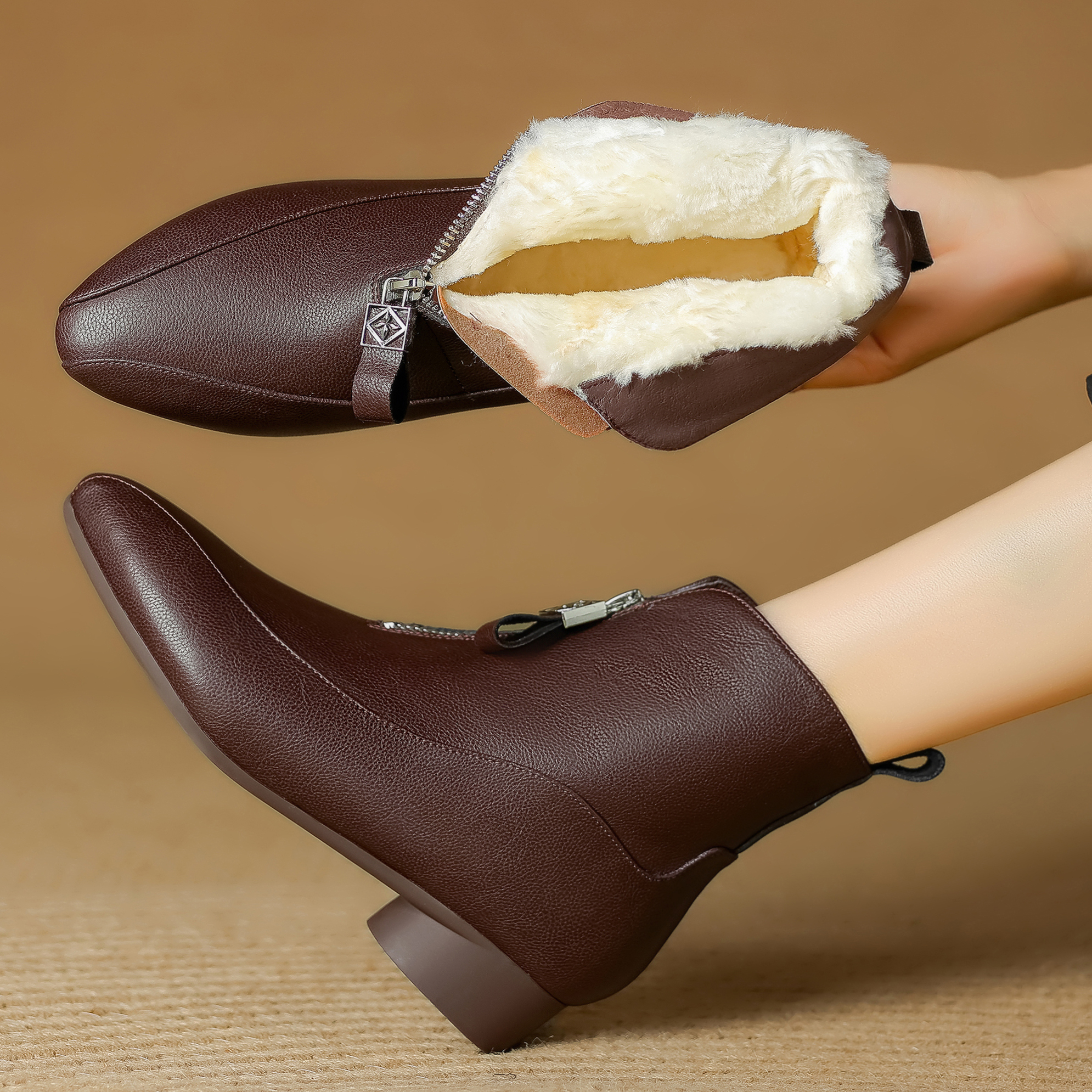 冬加绒加厚保暖棉鞋羊羔毛雪地靴