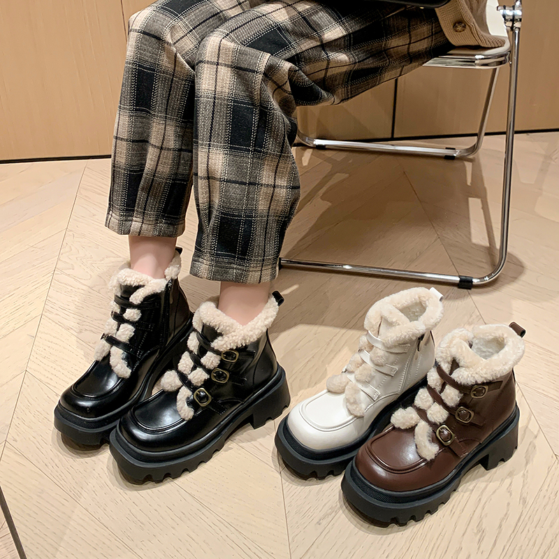 厚底高跟棉鞋百搭加绒加厚雪地靴