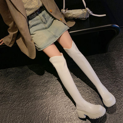 胖MM粗腿高筒靴大筒围高跟长靴子