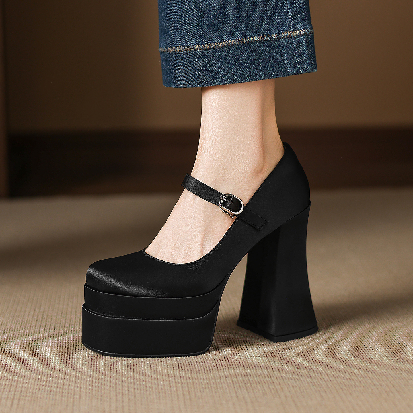 12cm增高小个子厚底玛丽珍单鞋