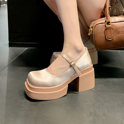 9cm增高玛丽珍高跟鞋小个子厚底