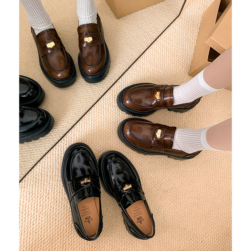 金币乐福鞋女2025新款英伦小皮鞋