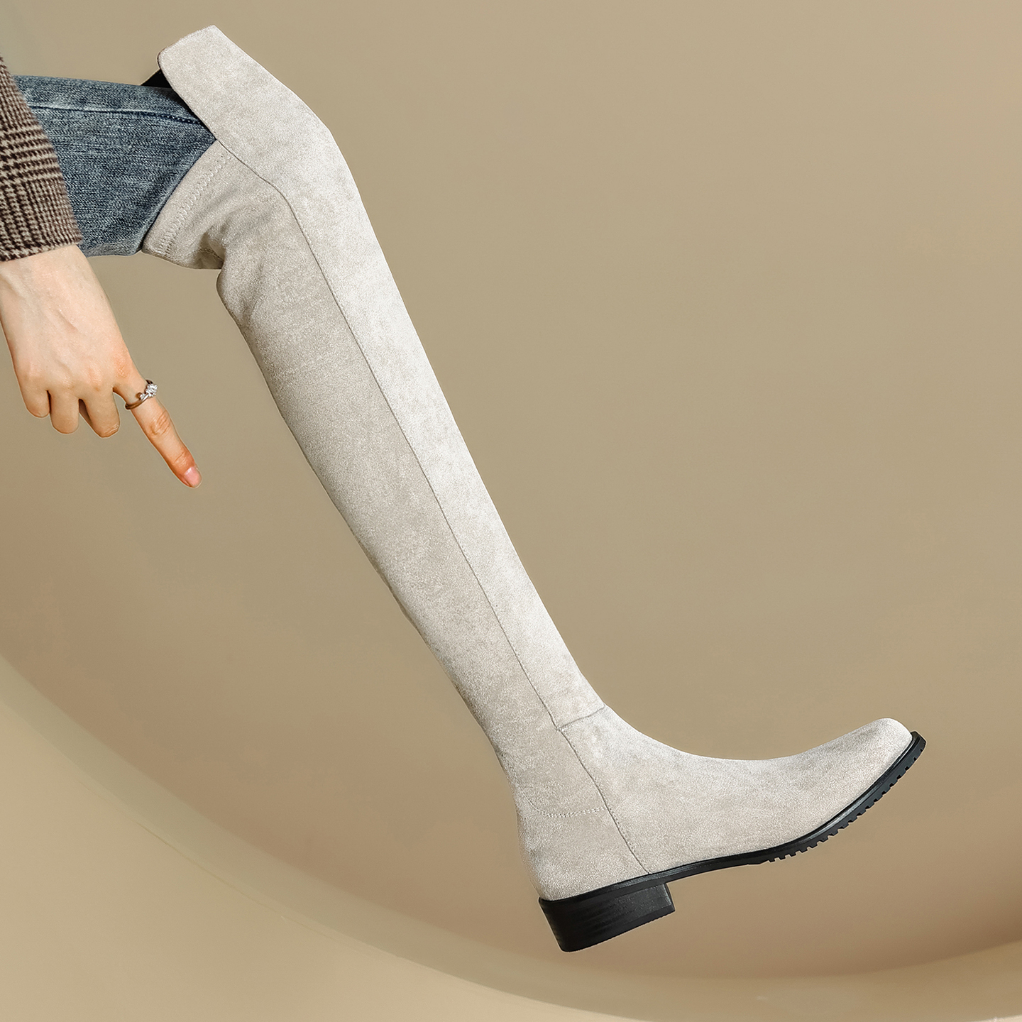 3cm时尚显瘦过膝长靴女2025新款