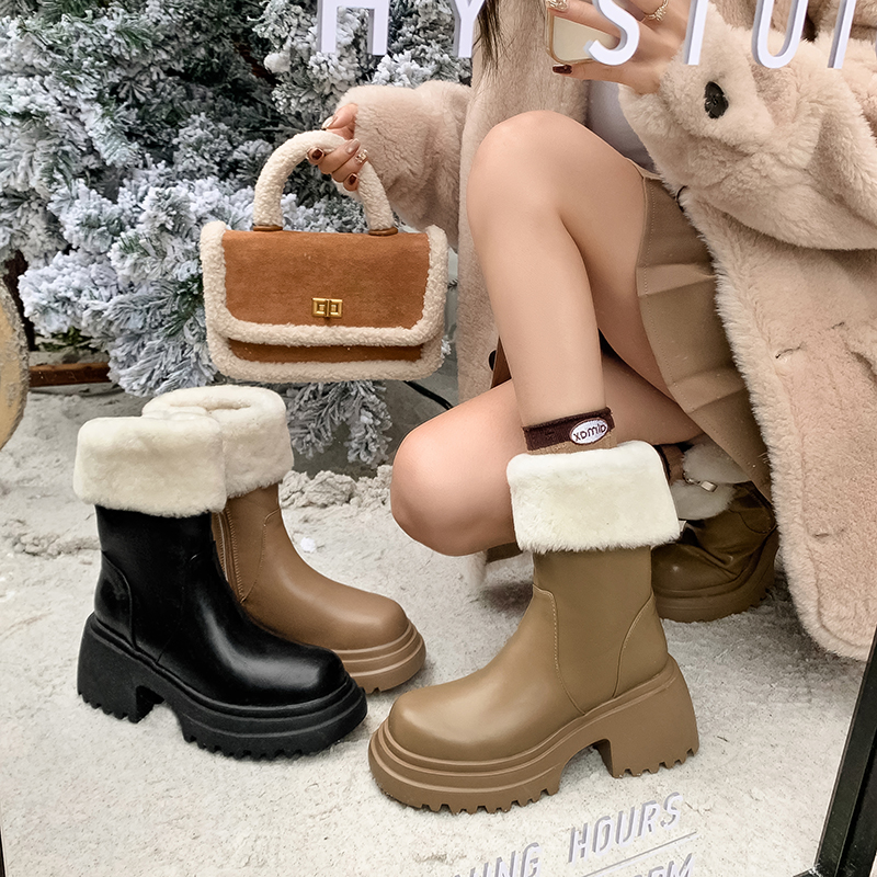 超高跟增高加厚绒雪地靴百搭