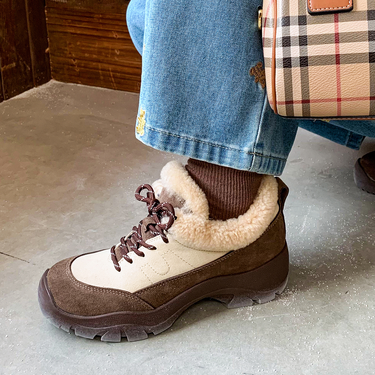 5cm时尚休闲保暖加绒毛毛鞋女