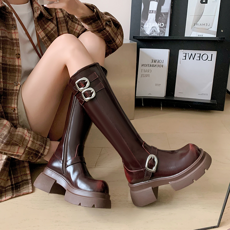 胖MM大筒围粗腿高筒靴显瘦长筒靴