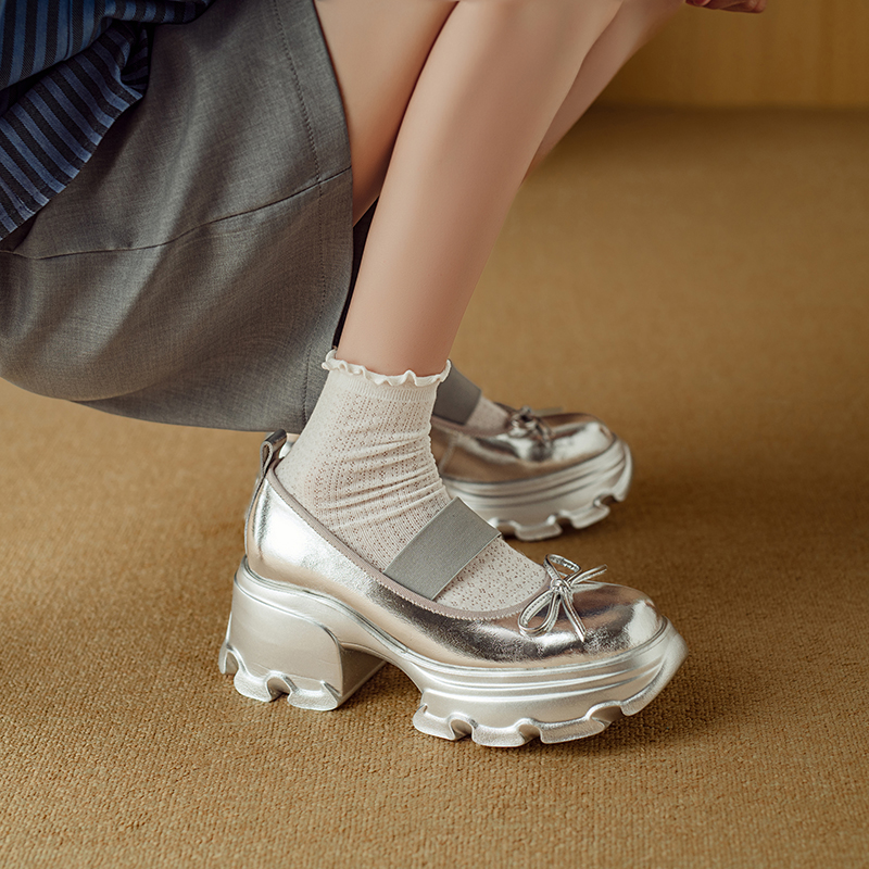 真皮甜美蝴蝶结玛丽珍单鞋女