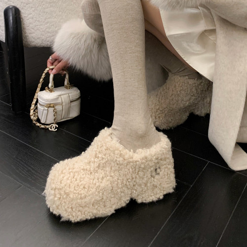 8.5cm勃肯毛毛鞋女秋冬季加绒