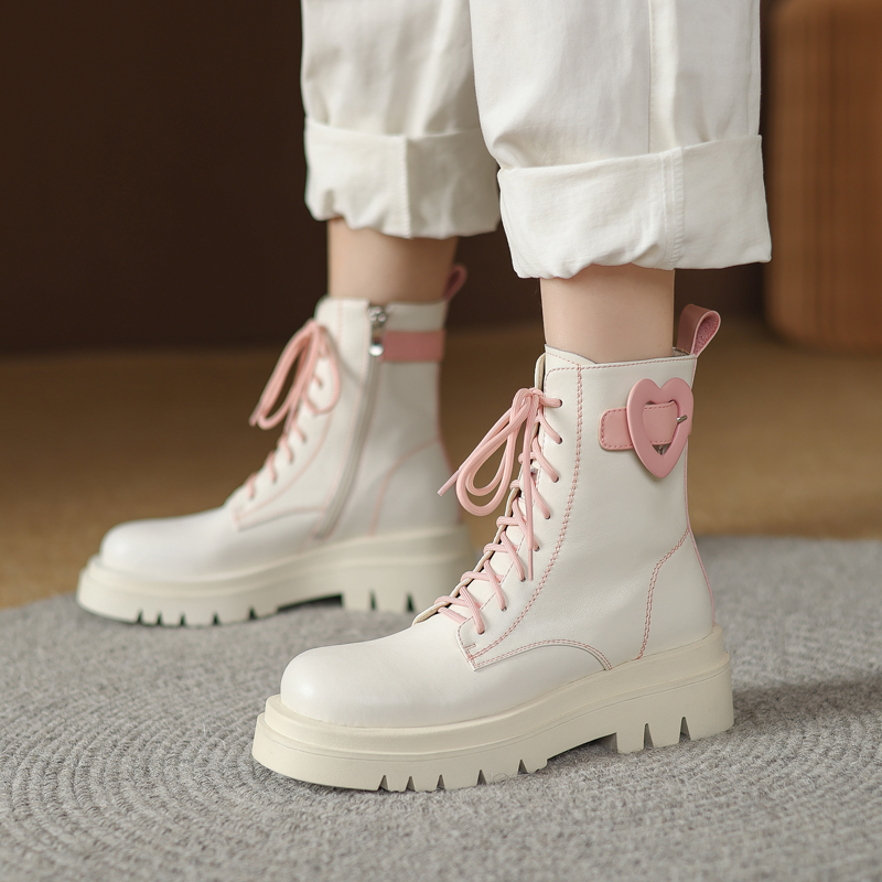 马丁靴厚底百搭瘦瘦简约圆头短靴