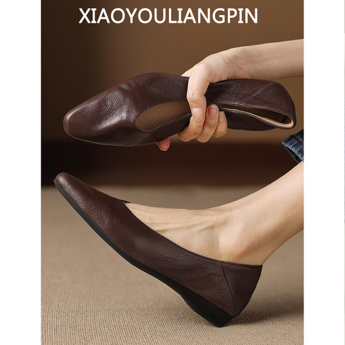 法式软皮软底百搭通勤一脚蹬女鞋