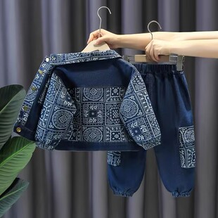婴儿衣服春秋季牛仔外套男童可爱帅气外出服套装长袖一岁宝宝秋装