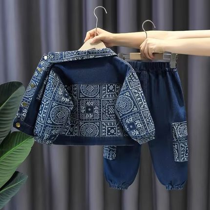 婴儿衣服春秋季牛仔外套男童可爱帅气外出服套装长袖一岁宝宝秋装