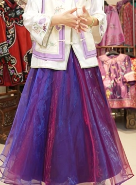 罗绮者精品重工系列流光纱蓬蓬裙松紧腰弹力大高级感中长款大摆裙