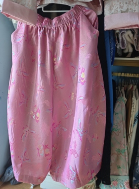 罗绮者精品系列植物云丝织锦蝴蝶阔腿裤松紧腰裤长93裤腿围40-50