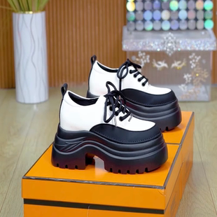 休闲单鞋 透气百搭小皮鞋 女潮2025秋冬新款 小个子内增高厚底乐福鞋