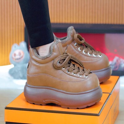 8cm增高女鞋加绒勃肯鞋女2025新款爆款冬季厚底松糕小个子乐福鞋