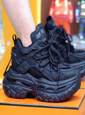 2025秋冬新款9cm内增高女鞋厚底小个子高跟老爹鞋百搭运动休闲鞋