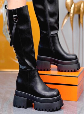 增高10cm厚底显瘦不过膝长筒靴女2025秋新款时尚百搭骑士瘦瘦靴潮