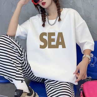 宽松学生炸街半袖 t恤女ins潮2023新款 白色体恤上衣服 纯棉短袖 夏季