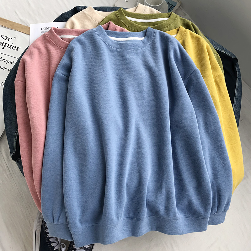 基础款宽松大码超火雾霾蓝秋卫衣