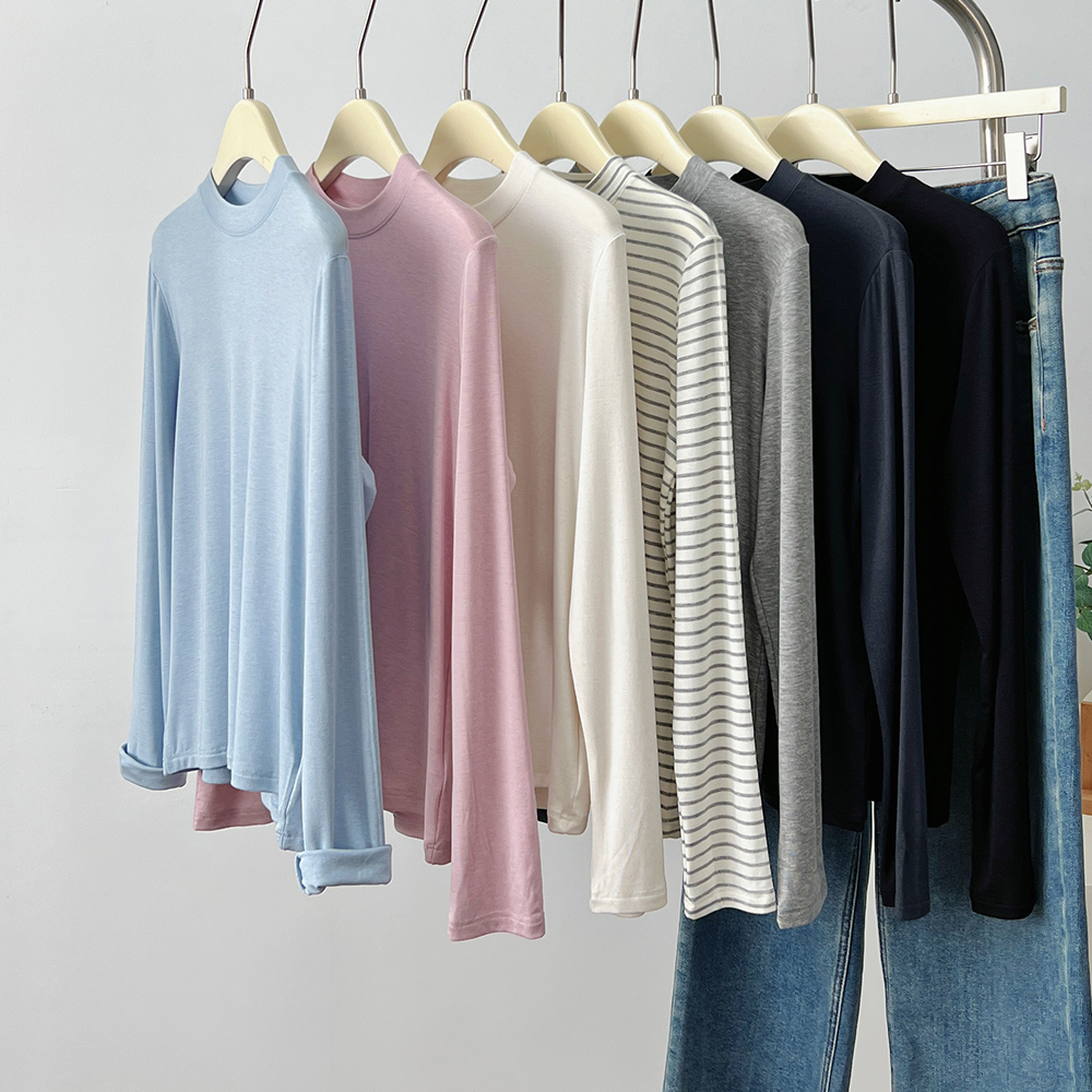 轻薄莱赛尔绵羊毛小立领打底衫