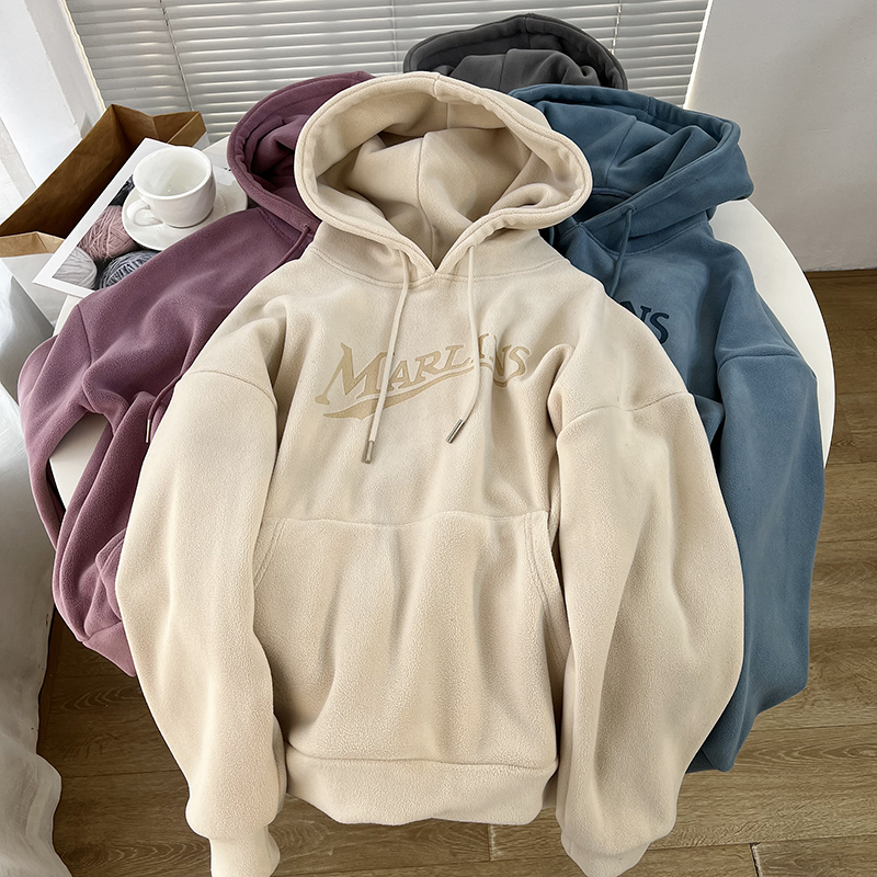 加厚双面奥粒绒连帽套头卫衣